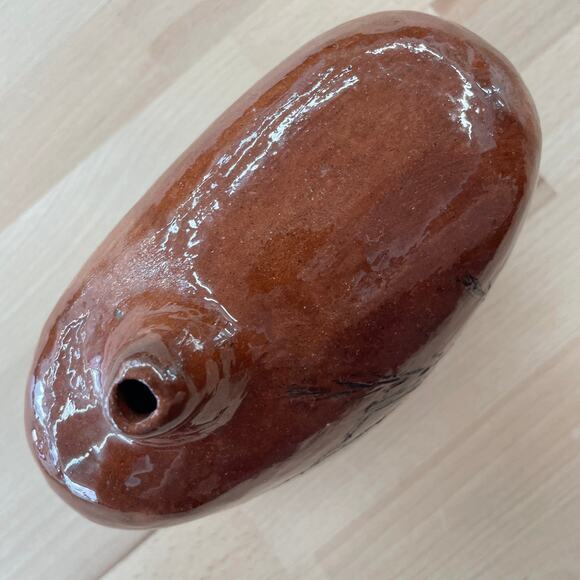 Studio Pottery Ikebana Bud Vase with Botanical Imprint & Inscription - Picture 5 of 6